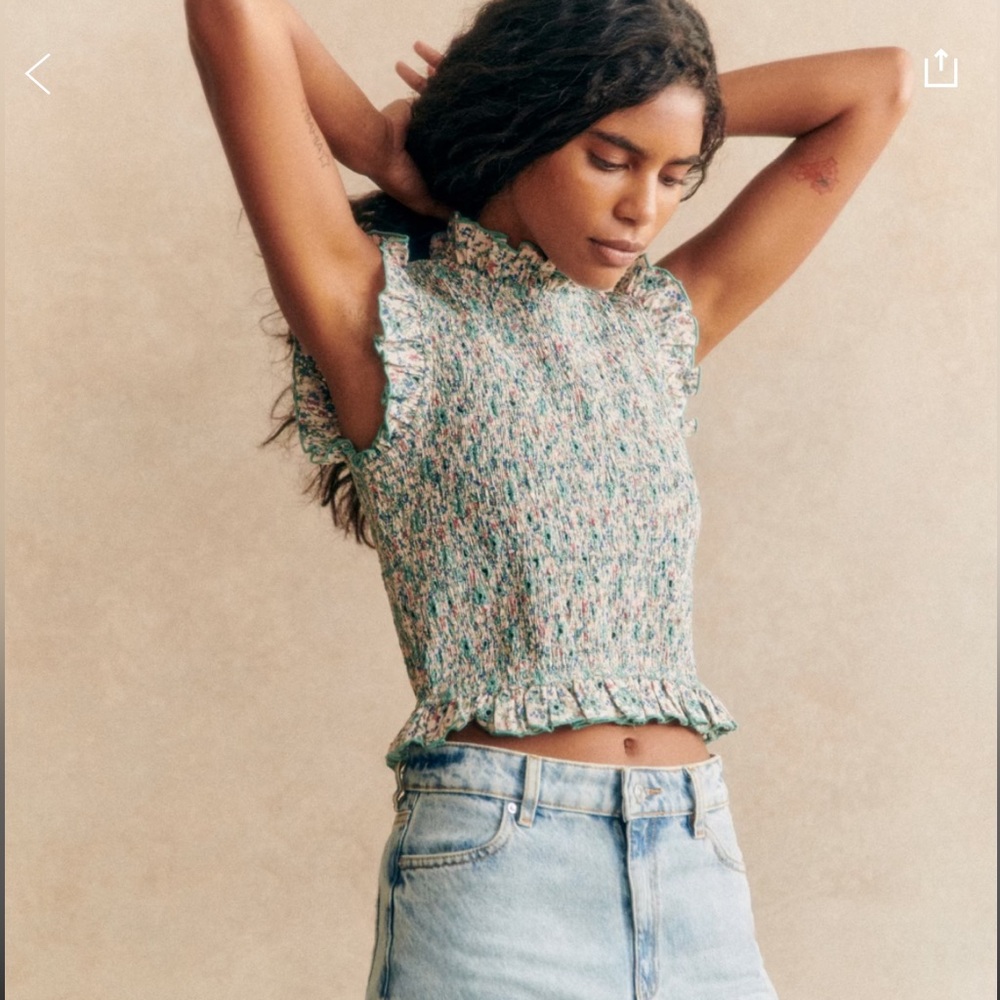 Sezane Samona Blouse FR 46/US 14 (runs small/cropped)